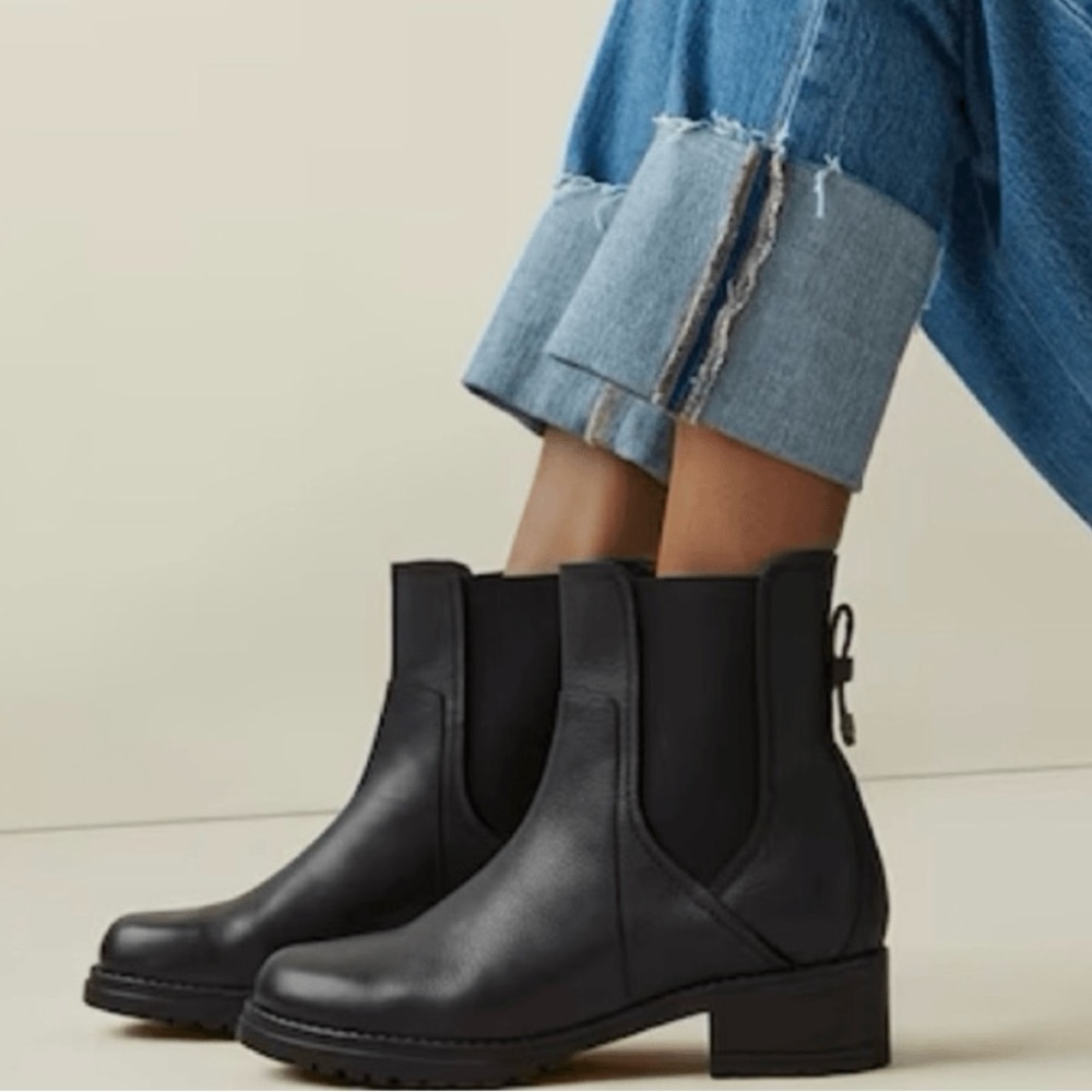 Cole Haan- Camea Waterproof Leather Combat Boot- Black Bootie- Women’s 10